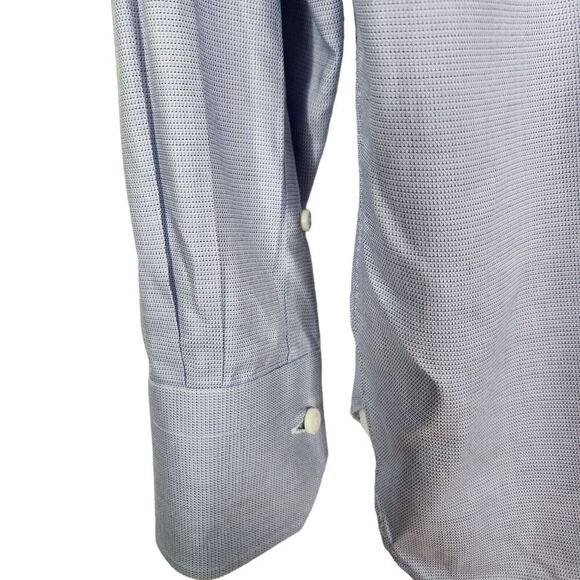 ERMENEGILDO ZEGNA Shirt Mens Medium Blue Button Tailored Fit Dress Shirt - Picture 4 of 9